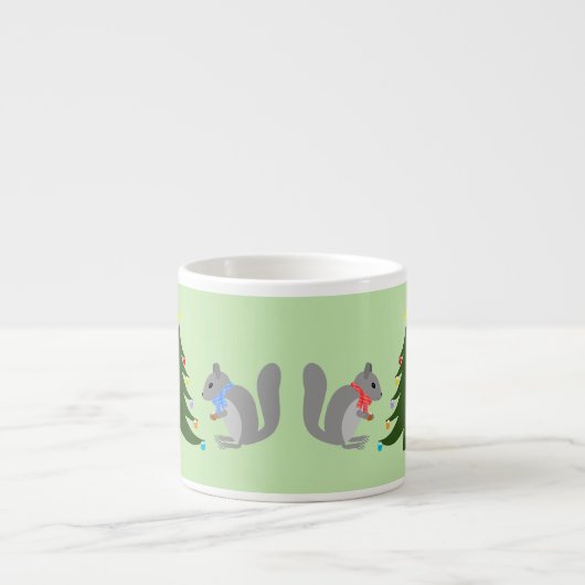 Tasse Expresso Arbre de Noël décorant les écureuils (Devant)