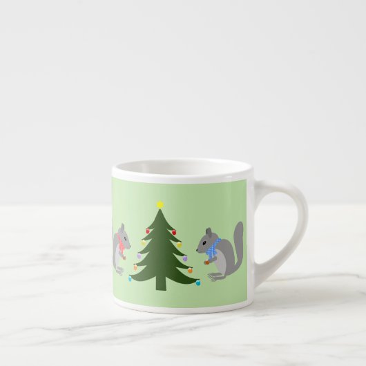 Tasse Expresso Arbre de Noël décorant les écureuils (Droite)