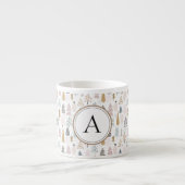 Tasse Expresso Arbres de Noël de campagne Monogram 6oz (Devant)