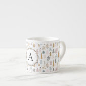 Tasse Expresso Arbres de Noël de campagne Monogram 6oz (Devant droit)