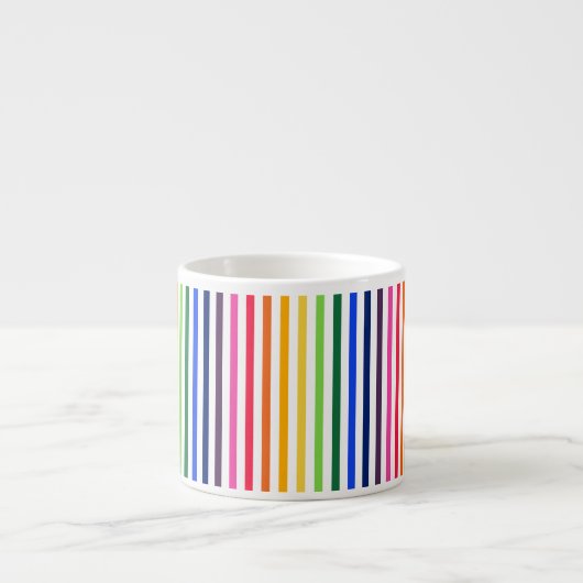 Tasse Expresso Arc-en-ciel et rayures blanches (Devant)