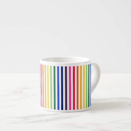 Tasse Expresso Arc-en-ciel et rayures blanches (Devant droit)