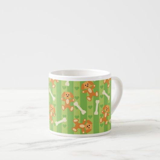 Tasse Expresso arrière - plan avec des chiens et des os (Devant droit)