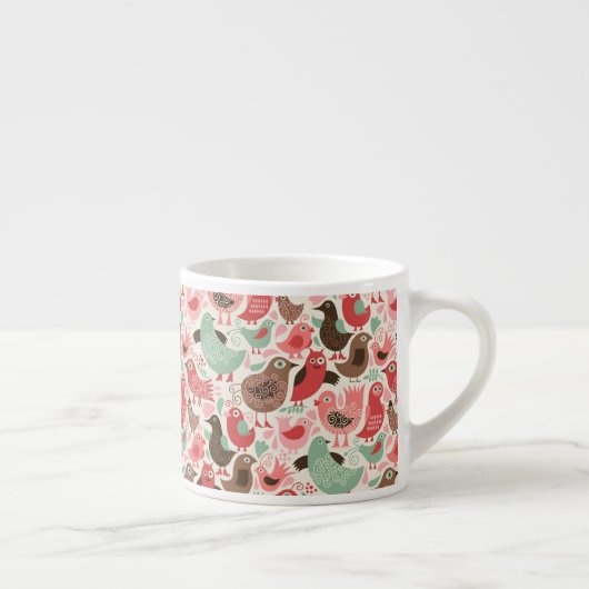 Tasse Expresso arrière - plan avec les oiseaux mignons (Droite)