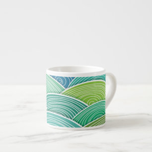 Tasse Expresso Arrière - plan des vagues vertes abstraites