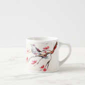 Tasse Expresso Arrière - plan d'oiseau de chant (Droite)
