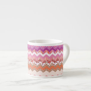 Tasse Expresso Arrière - plan rose de zigzag
