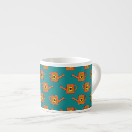 Tasse Expresso Arrosage orange avec tournesol (Devant droit)