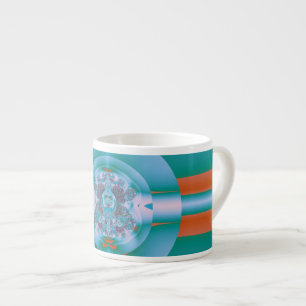 Tasse Expresso Art abstrait corail aquatique rétro-futuriste