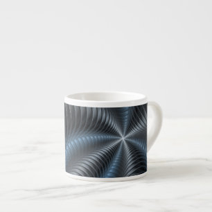 Tasse Expresso Art abstrait moderne fractal bleu gris plastique 3