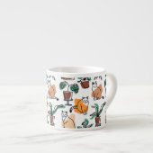 Tasse Expresso Art de trait dessin chats et fleurs (Devant droit)