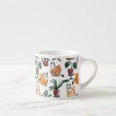 Tasse Expresso Art de trait dessin chats et fleurs (Droite)