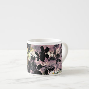 Tasse Expresso Art numérique fleuri motif à fleurs rose jaune