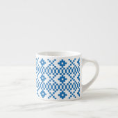 Tasse Expresso Art populaire ethnique letton bleu et blanc (Droite)