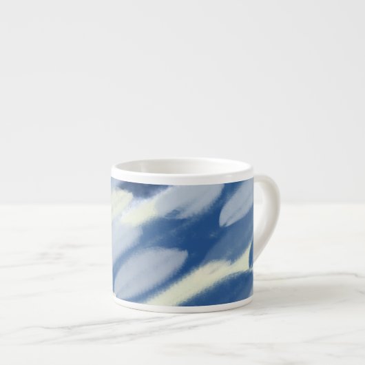 Tasse Expresso Art Unique Bleu et Blanc (Devant droit)