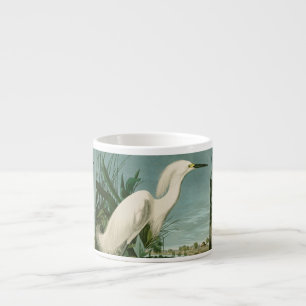 Tasse Expresso Audubon Héron de neige Oiseaux d'aigrettes blanche