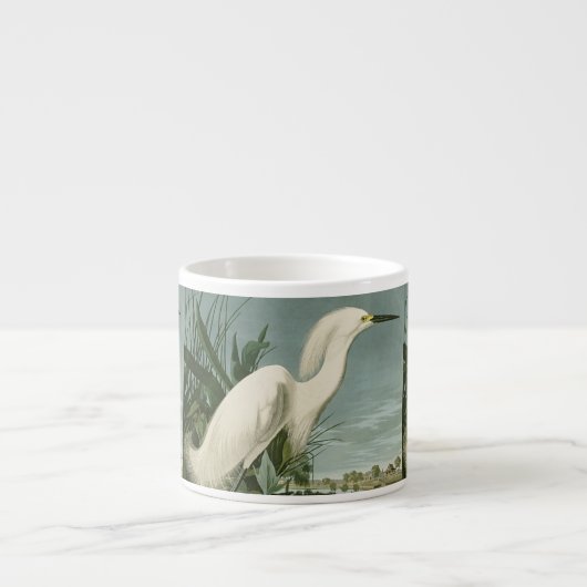 Tasse Expresso Audubon Héron de neige Oiseaux d'aigrettes blanche (Devant)
