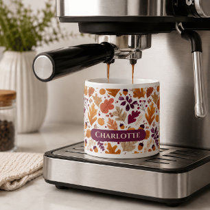 Tasse Expresso Automne Personnalisé – Feuilles & Glands Nom