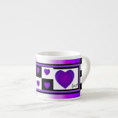 Tasse Expresso B&W Purple Hearts Beating (Devant droit)