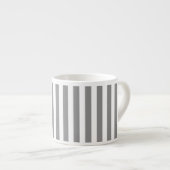 Tasse Expresso Bandes de bonbons grises et blanches (Devant droit)