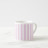 Tasse Expresso Bandes de bonbons rose pâle et blanc (Devant droit)