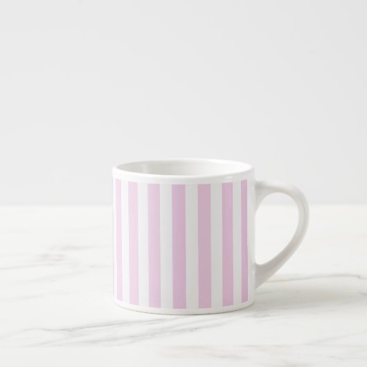 Tasse Expresso Bandes de bonbons rose pâle et blanc (Droite)