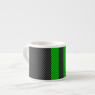 Tasse Expresso Bandes de course Accent Green Carbon Fibre Style