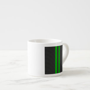 Tasse Expresso Bandes de course Accent Green Carbon Fibre Style