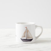 Tasse Expresso Bateau à voile marron et nom (Droite)
