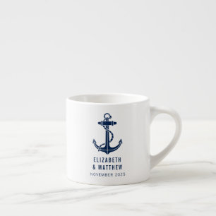 Tasse Expresso Bateau Moderne Ancre Bleu Marine Mariage sur la Pl