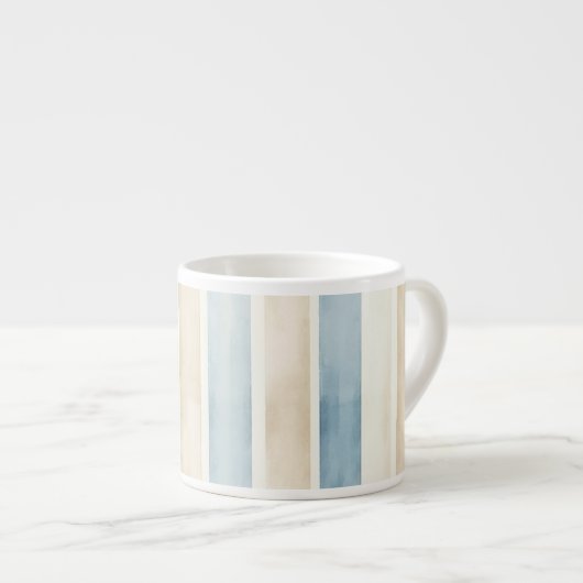 Tasse Expresso Beach Blue Cream Stripes (Devant droit)