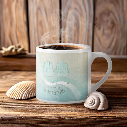 Tasse Expresso Beach House Adirondack Chaises Aqua Blue ID623