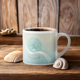 Tasse Expresso Beach House Clam Shell Aqua Blue ID623