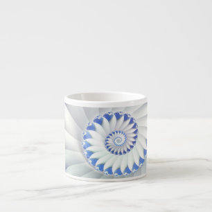 Tasse Expresso Beau Bleu & Blanc Mer Shell Art Fractal fin