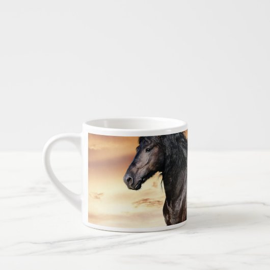 Tasse Expresso Beau Cheval Noir (Gauche)
