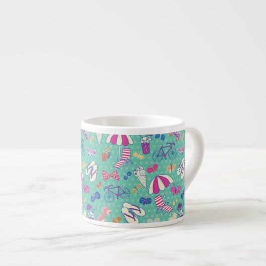 Tasse Expresso Beau Motif aux éléments d'été (Devant droit)