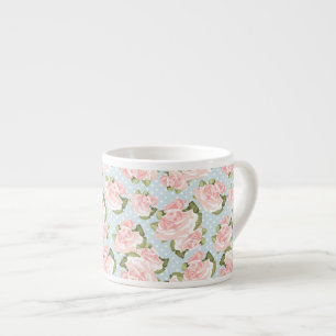 Tasse Expresso Beau motif de rose avec le pois bleu
