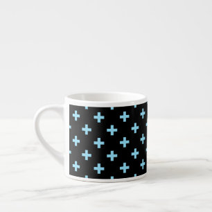Tasse Expresso Bébé bleu polka croise sur noir