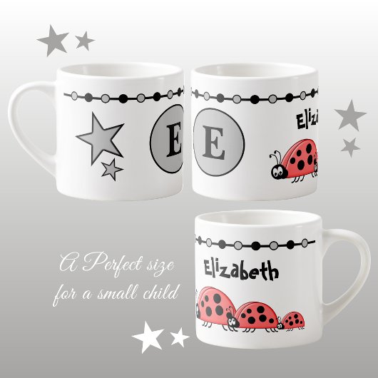 Tasse Expresso Bébés mignons gris noir avec étoiles enfant