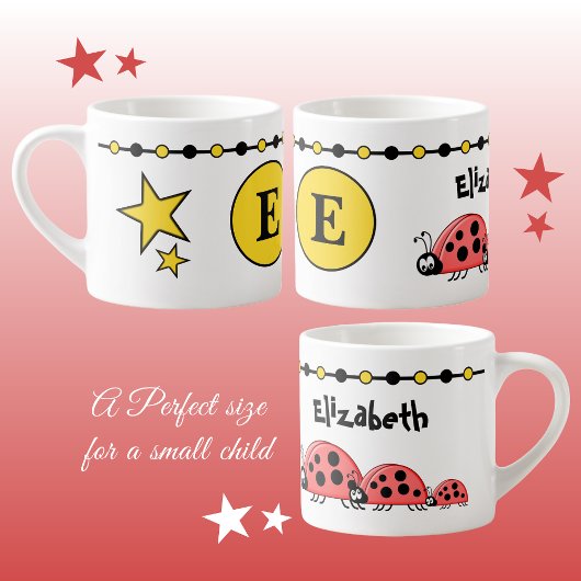 Tasse Expresso Bébés mignons jaune noir avec étoiles enfant