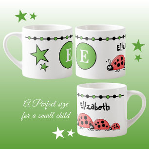 Tasse Expresso Bébés mignons vert noir avec étoiles enfant