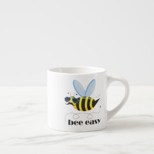 Tasse Expresso Bee caractère avec mustache lunettes de soleil Bee