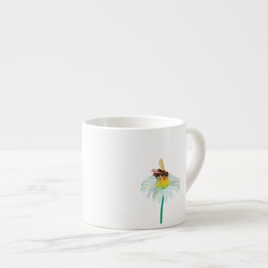 Tasse Expresso Bee de miel sur une fleur blanche (Devant droit)