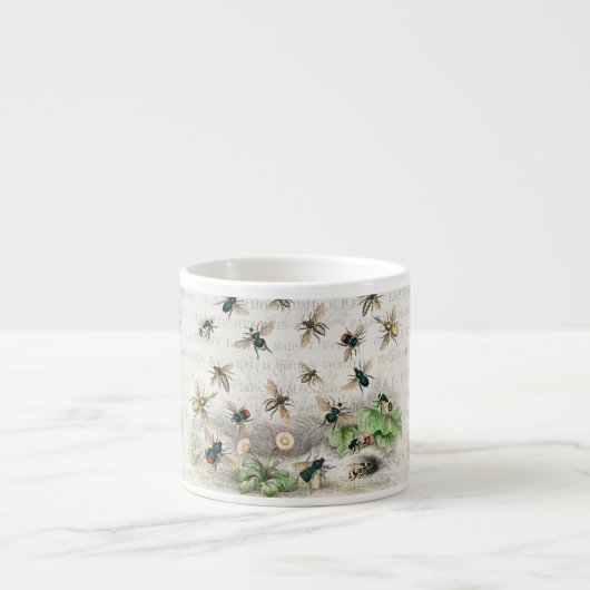 Tasse Expresso Bee Honey Travailleur Queen Bees Antique (Devant)