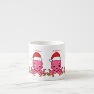 Tasse Expresso Belle pieuvre joyeuse en casquette de Noël