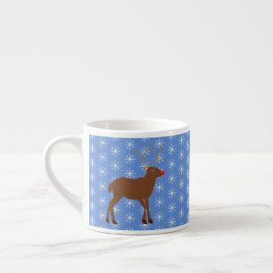 Tasse Expresso Belle renne de Noël avec nez rouge