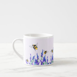 Tasse Expresso Belles fleurs de printemps et abeilles volantes 