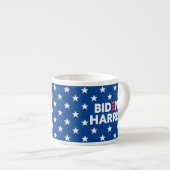 Tasse Expresso Biden / Harris White Stars Motif Blue (Devant droit)