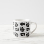 Tasse Expresso Black and White Tiki Fish and Flower Pattern (Droite)
