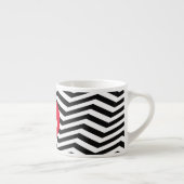 Tasse Expresso Black and White Zig Zag Pattern Red Monogram (Droite)